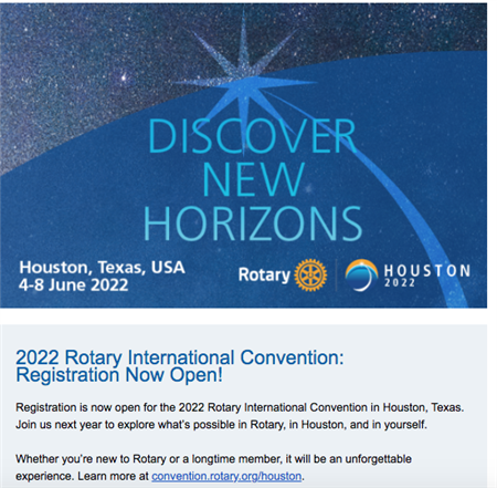 SDDBR Club Interest: Rotary Convention in Houston