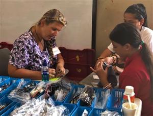 Process of Glasses from Donation to person receiving glasses on a mission trip to Honduras. 