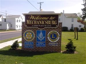 Club Service Project - Cleanup Welcome to Mechanicsburg Sign