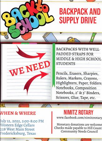 Backpack and Supply Drive