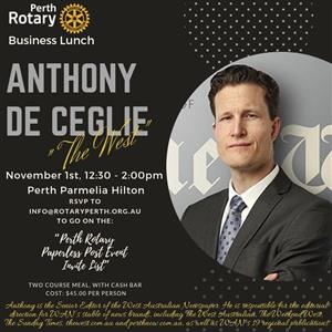Perth Rotary "Business Lunch at the Hilton", with Anthony De Ceglie