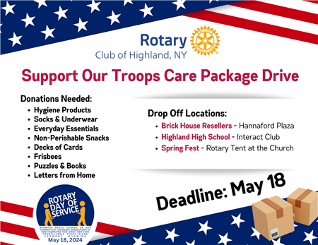 Care Packages for Troops: Rotary Day of Service