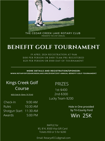 21st Annual Rotary Benefit Golf Tournament