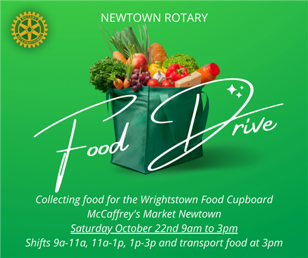 Newtown Rotary Fall Food Drive  Oct 22nd 2022
