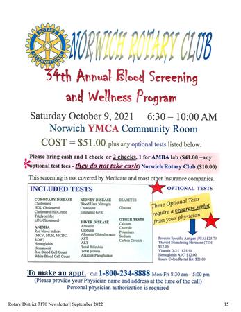 34th Annual Blood Screening and Wellness Program