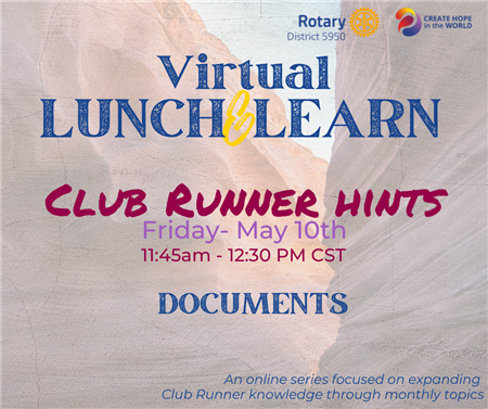 May Virtual Lunch & Learn - Club Runner Hints - Documents
