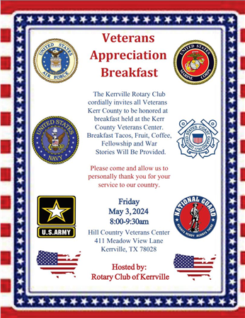 Kerrville's Veterans Free Appreciation Breakfast