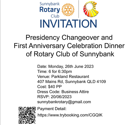 Rotary Club of Sunnybank Changeover Dinner