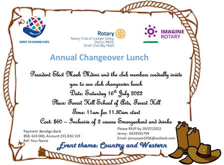 Rotary Club of Lockyer Valley Changeover