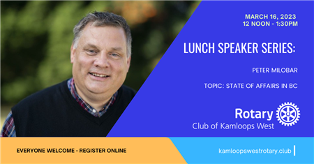 March 16 - Lunch Speaker - Peter Milobar