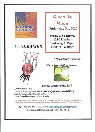Bowling Fundraiser on Cinco De Mayo